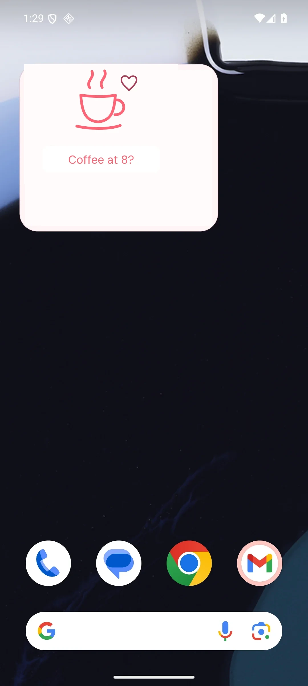 The With Doodles widget displaying the coffee invitation sent from the editor